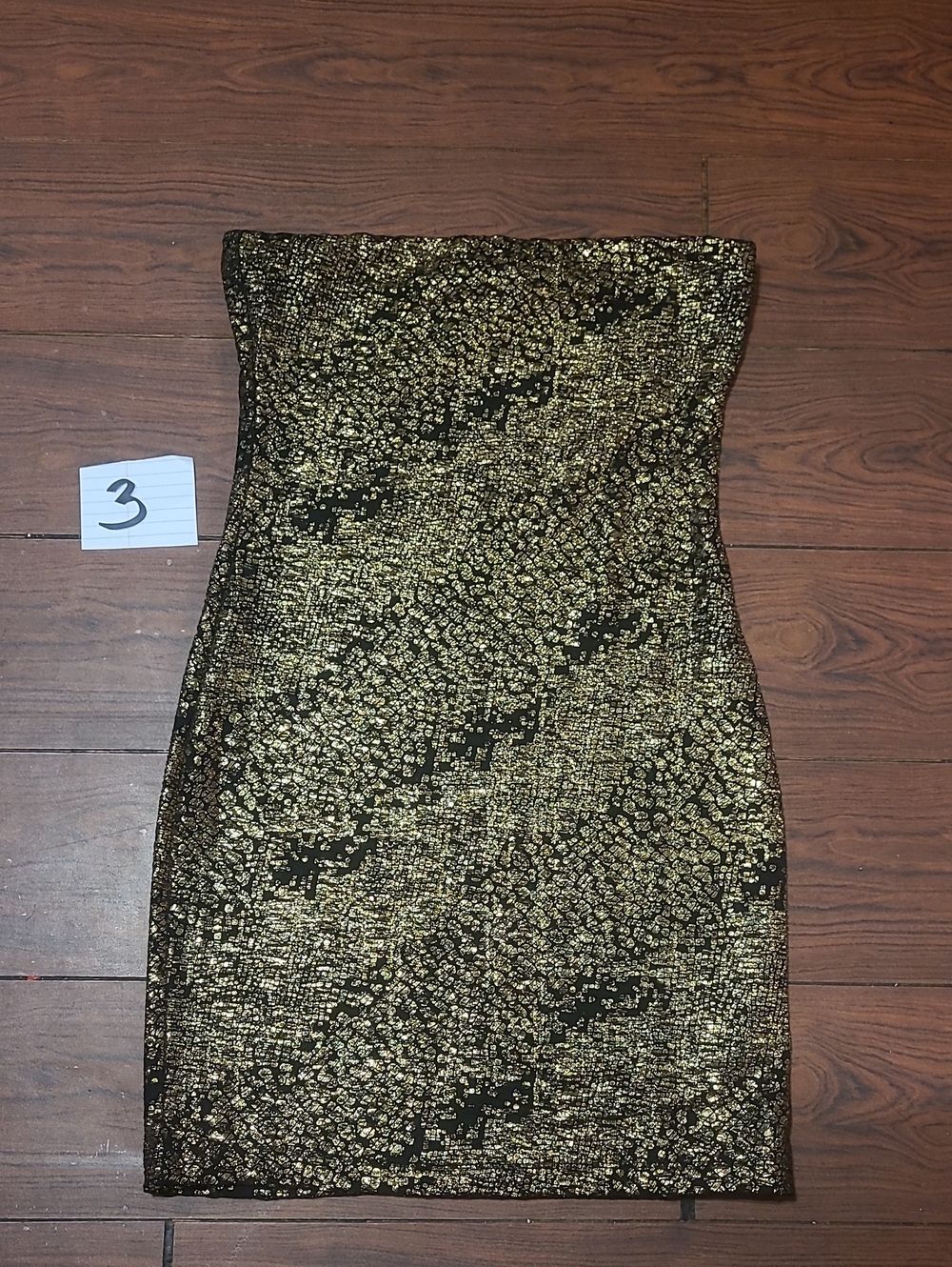 Forever 21 Black and Gold Strapless Sequin Bodycon Dress